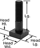 Image of Product. Top orientation. Contains Annotated. T-Slot Bolts. Round Neck.
