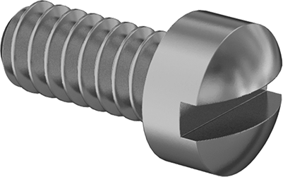 Image of Product. Front orientation. Brass Fillister Head Slotted Screws, 4-40 Thread Size, 1/4" Long.