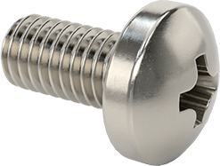 Image of Product. Front orientation. 316 Stainless Steel Pan Head Phillips Screw, M3 x 0.5 mm Thread Size, 6 mm Long.