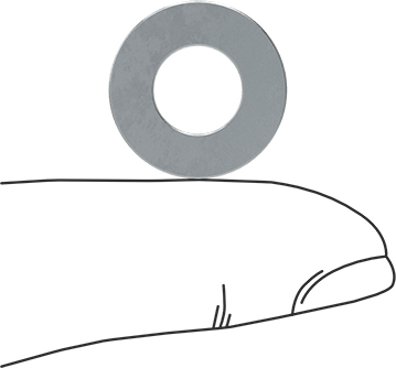 Image of Product. Side1 orientation. Contains SizingReference. Zinc-Plated Steel SAE Washer, Grade 5, for 5/16" Screw Size, 0.344" ID, 0.688" OD.