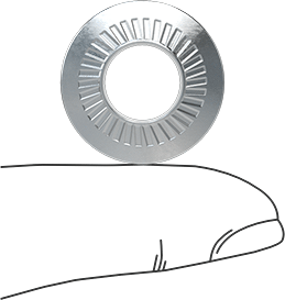 Image of Product. Side1 orientation. Contains SizingReference. Steel Heavy-Vibration-Resistant Spring Lock Washer, Zinc-Plated, for 3/8" Screw Size, 0.402" ID, 0.877" OD.