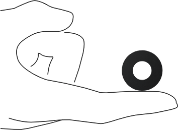 Image of Product. Side1 orientation. Contains SizingReference. Neoprene Rubber Sealing Washers, for 1/2" Screw Size, 0.49" ID, 1.062" OD, 0.11" to 0.14" Thick.