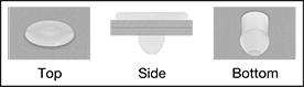 Image of ProductInUse. Installed. Top orientation. Contains Annotated, Border. Solid Shank. Push-In Rivets.