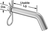 Image of Product. Front orientation. Contains Annotated. Clevis Pins. Bent-Head Clevis Pins.