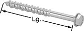 Image of Product. Front orientation. Contains Annotated. Masonry and Concrete Screws. Hex Head Tapping Screws for Masonry and Concrete, 18-8 Stainless Steel.