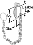 Image of Product. Front orientation. Linch Pins. Linch Pins with Chain and Key Ring.
