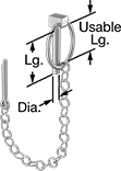 Image of Product. Front orientation. Contains Annotated. Linch Pins. Linch Pins with Chain and Cotter Pin.
