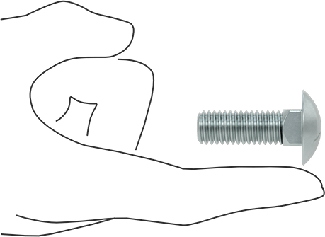Image of Product. Side1 orientation. Contains SizingReference. Grade 5 Steel Square-Neck Carriage Bolt, Medium-Strength, Zinc-Plated, 1/2"-13 Thread Size, 1-1/2" Long.