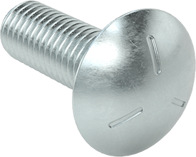 Image of Product. Front orientation. Grade 5 Steel Square-Neck Carriage Bolt, Medium-Strength, Zinc-Plated, 1/2"-13 Thread Size, 1-1/2" Long.