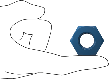 Image of Product. Side1 orientation. Contains SizingReference. Blue PTFE-Coated Steel Heavy-Profile Hex Nut, 3/4"-10 Thread Size.