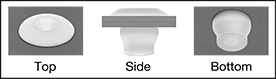 Image of ProductInUse. Rivet with Nylon Mandrel Installed. Top orientation. Contains Annotated, Border. Nylon Mandrel. Plastic Blind Rivets.