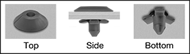 Image of ProductInUse. Rivet with Acetal Mandrel Installed. Top orientation. Contains Annotated, Border. Acetal Mandrel. Plastic Blind Rivets.