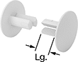 Image of Product. Front orientation. Contains Annotated. Interlocking Shank. Two-Piece Push-In Rivets.