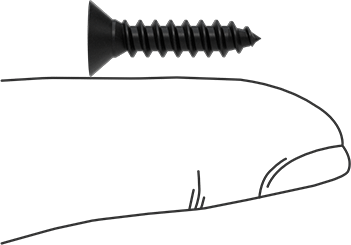 Image of Product. Side1 orientation. Contains SizingReference. Flat Head Screws for Particleboard&Fiberboard, Black-Oxide Steel, Number 8 Size, 3/4" Long.