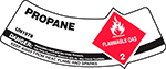 Image of Product. Front orientation. Danger—Propane. Liquid and Gas Storage Labels for Gas Cylinder Shoulders .