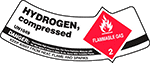 Image of Product. Front orientation. Danger—Hydrogen, Compressed. Liquid and Gas Storage Labels for Gas Cylinder Shoulders .