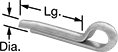 Image of Product. Front orientation. Contains Annotated. Cotter Pins. Hammer-Set Cotter Pins.