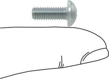 Image of Product. Side1 orientation. Contains SizingReference. Zinc-Plated Steel Pan Head Phillips Screw, 10-32 Thread, 1/2" Long.