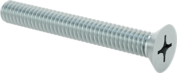 Image of Product. Front orientation. Zinc-Plated Steel Phillips Flat Head Screw, 82 Degree Countersink Angle, 1/4"-20 Thread Size, 2" Long.