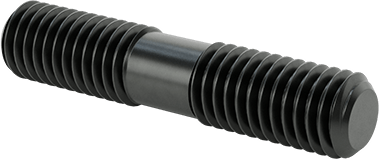 Image of Product. Front orientation. Black-Oxide Steel Threaded on Both Ends Setup Stud, 1/2"-13 Thread Size, 2-1/2" Long.