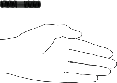 Image of Product. Side1 orientation. Contains SizingReference. Black-Oxide Steel Threaded on Both Ends Setup Stud, 1/2"-13 Thread Size, 2-1/2" Long.
