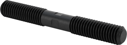 Image of Product. Front orientation. Black-Oxide Steel Threaded on Both Ends Setup Stud, 1/2"-13 Thread Size, 4" Long, 1-1/2" Thread Lengths.