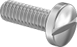 Image of Product. Front orientation. Rounded Head Screws. Stainless Steel Pan Head Slotted Screws.