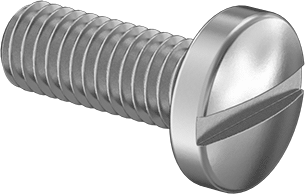 Image of Product. Front orientation. Steel Pan Head Slotted Screws, 10-32 Thread Size, 1/2" Long.
