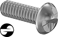 Image of Product. Front orientation. Rounded Head Screws. Tamper-Resistant One-Way-Drive Steel Round Head Screws.
