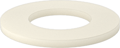 Image of Product. Bottom orientation. Nylon Plastic Washer, for 1/2" Screw Size, 0.531" ID, 1.000" OD, Off-White.