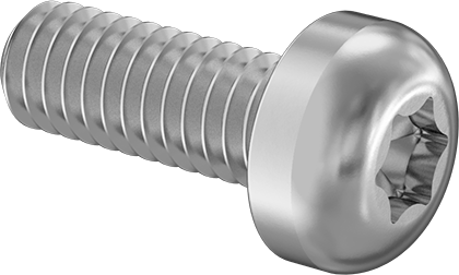 Image of Product. Front orientation. Steel Pan Head Torx Screws, Zinc Plated, M3 x 0.5 mm Thread, 8 mm Long.