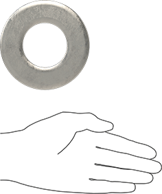 Image of Product. Side1 orientation. Contains SizingReference. 18-8 Stainless Steel Oversized Washer, for 1-7/8" Screw Size, 2.000" ID, 4.000" OD.