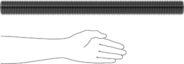 Image of Product. Side1 orientation. Contains SizingReference. High-Strength Steel Threaded Rod, 2"-4-1/2 Thread Size, 2 Feet Long.
