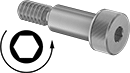 Image of Product. Front orientation. Shoulder Screws. Left-Hand-Thread Stainless Steel Hex-Drive Shoulder Screws.