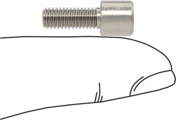 Image of Product. Side1 orientation. Contains SizingReference. High-Profile Socket Head Screw, 18-8 Stainless Steel, 10-32 Thread Size, 1/2" Long.