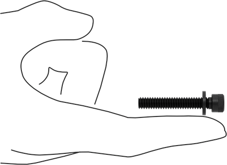Image of Product. Side1 orientation. Contains SizingReference. Socket Head Screw with Flat Washer, Black-Oxide Alloy Steel, 1/4"-20 Thread Size, 1-1/2" Long.