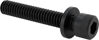 Image of Product. Front orientation. Socket Head Screw with Flat Washer, Black-Oxide Alloy Steel, 1/4"-20 Thread Size, 1-1/2" Long.