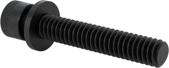 Image of Product. Back orientation. Socket Head Screw with Flat Washer, Black-Oxide Alloy Steel, 1/4"-20 Thread Size, 1-1/2" Long.