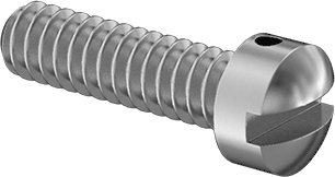 Image of Product. Front orientation. Wire-Lockable Rounded Head Screws, 6-32 Thread Size, 1/2" Long.