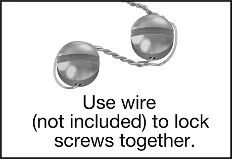 Image of ProductInUse. Front orientation. Contains Annotated, Border. Wire-Lockable Rounded Head Screws, 6-32 Thread Size, 1/2" Long.