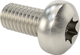 Image of Product. Front orientation. 18-8 Stainless Steel Pan Head Torx Screws, M3 x 0.50 mm Thread Size, 6 mm Long.