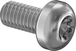 Image of Product. Front orientation. 18-8 Stainless Steel Pan Head Torx Screws, M3 x 0.50 mm Thread Size, 6 mm Long.