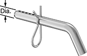 Image of Product. Front orientation. Contains Annotated. Clevis Pins. Selectable-Length Bent-Head Clevis Pins.