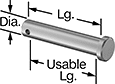 Image of Product. Front orientation. Contains Annotated. Clevis Pins. Precision Clevis Pins.