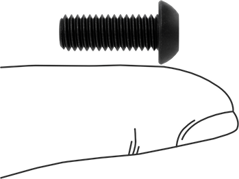 Image of Product. Side1 orientation. Contains SizingReference. Tamper-Resistant Button Head Torx Screws, Black-Oxide Alloy Steel, M6 x 1.00 mm Thread, 16 mm Long.