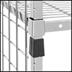 Image of Specification. Split Sleeve Shown Installed. Front orientation. ZoomedIn view. Contains Border. Three-Sided Wire Shelving.