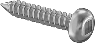 Image of Product. Front orientation. Square-Drive Rounded Head Screws for Sheet Metal, Zinc-Plated Steel, Number 6 Size, 3/4" Long.