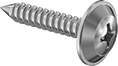 Image of Product. Front orientation. Tapping Screws. Steel Phillips Rounded Head Screws with Washer for Sheet Metal.