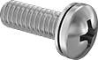 Image of Product. Front orientation. Rounded Head Screws. Stainless Steel Pan Head Phillips Screws with Internal-Tooth Lock Washer .