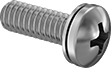 Image of Product. Front orientation. Rounded Head Screws. Steel Pan Head Phillips Screws with Internal-Tooth Lock Washer.